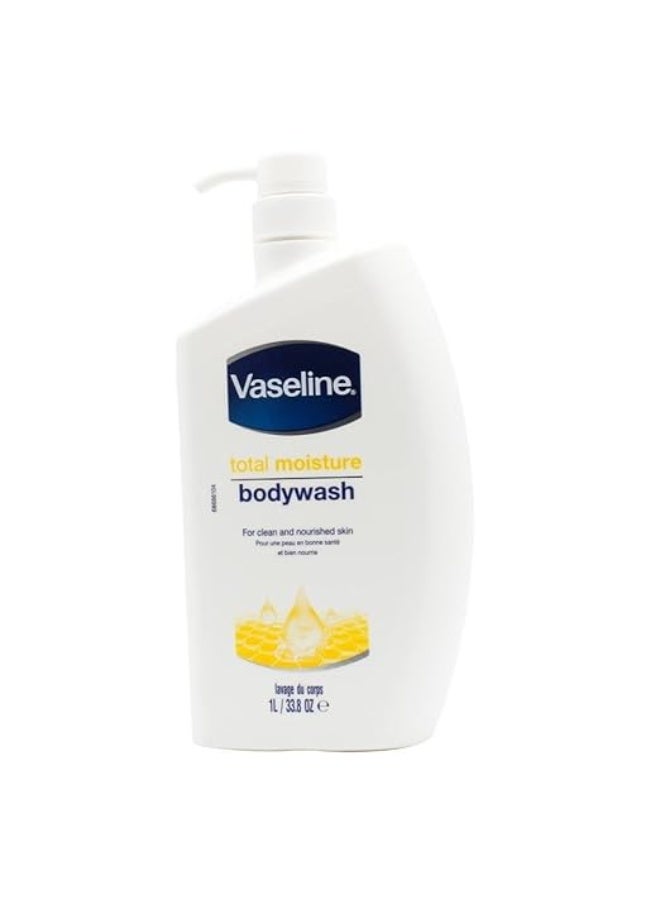 Vaseline Total Moisture Body Wash Pump Bottle for Healthy, Fresh Skin, Washes Away Dirt & Impurities, Fights Skin Dryness, Easy to Rinse, Gentle Body Cleanser for Nourished & Smooth Skin, 1L - Image 1